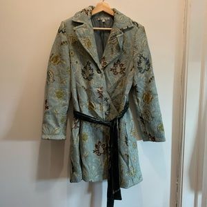 CAbi Brocade Coat with Velvet Sash